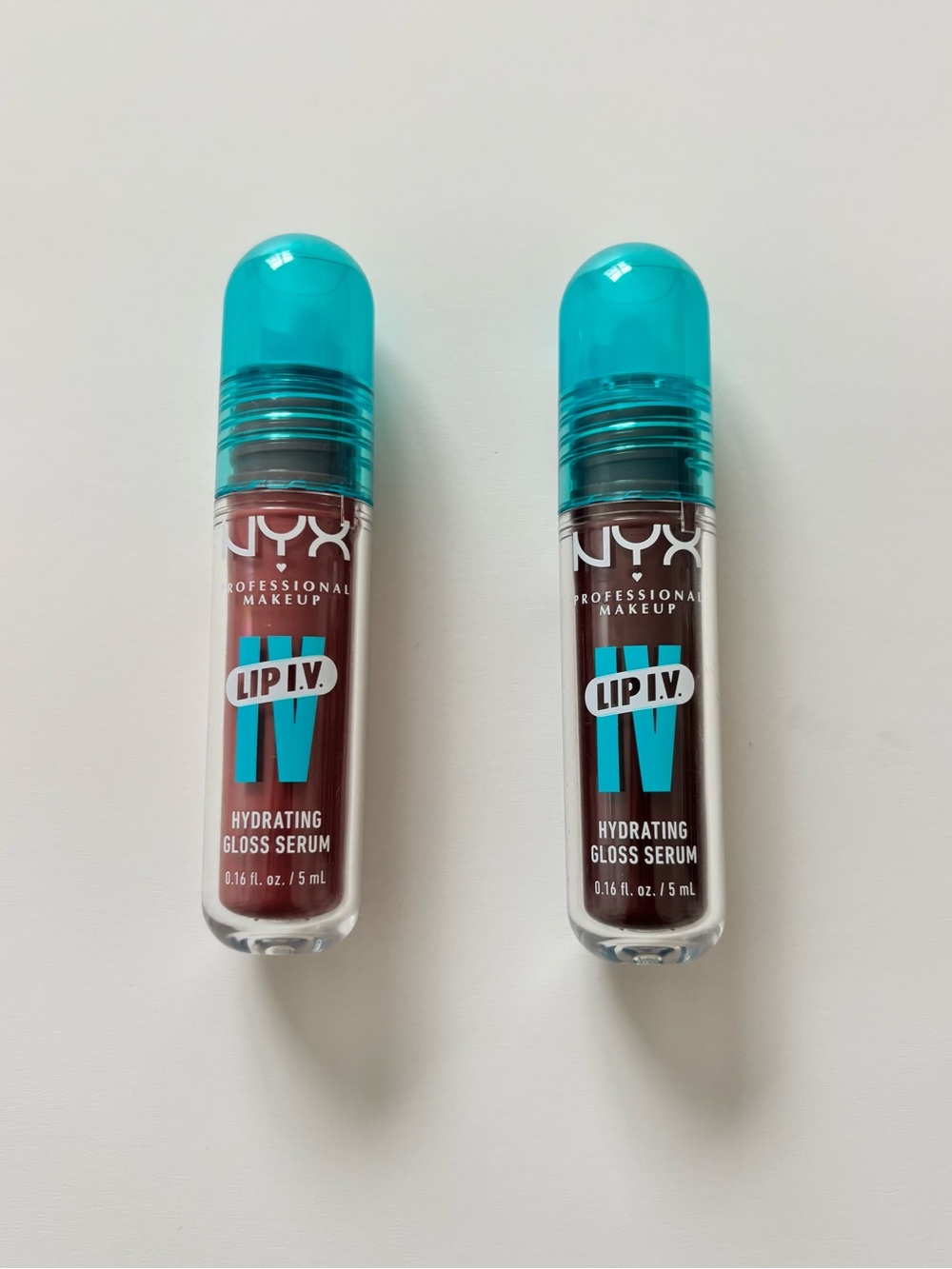 NYX Lip IV Hydrating Gloss Stain Set in shades drippin in rose & mocha me wet